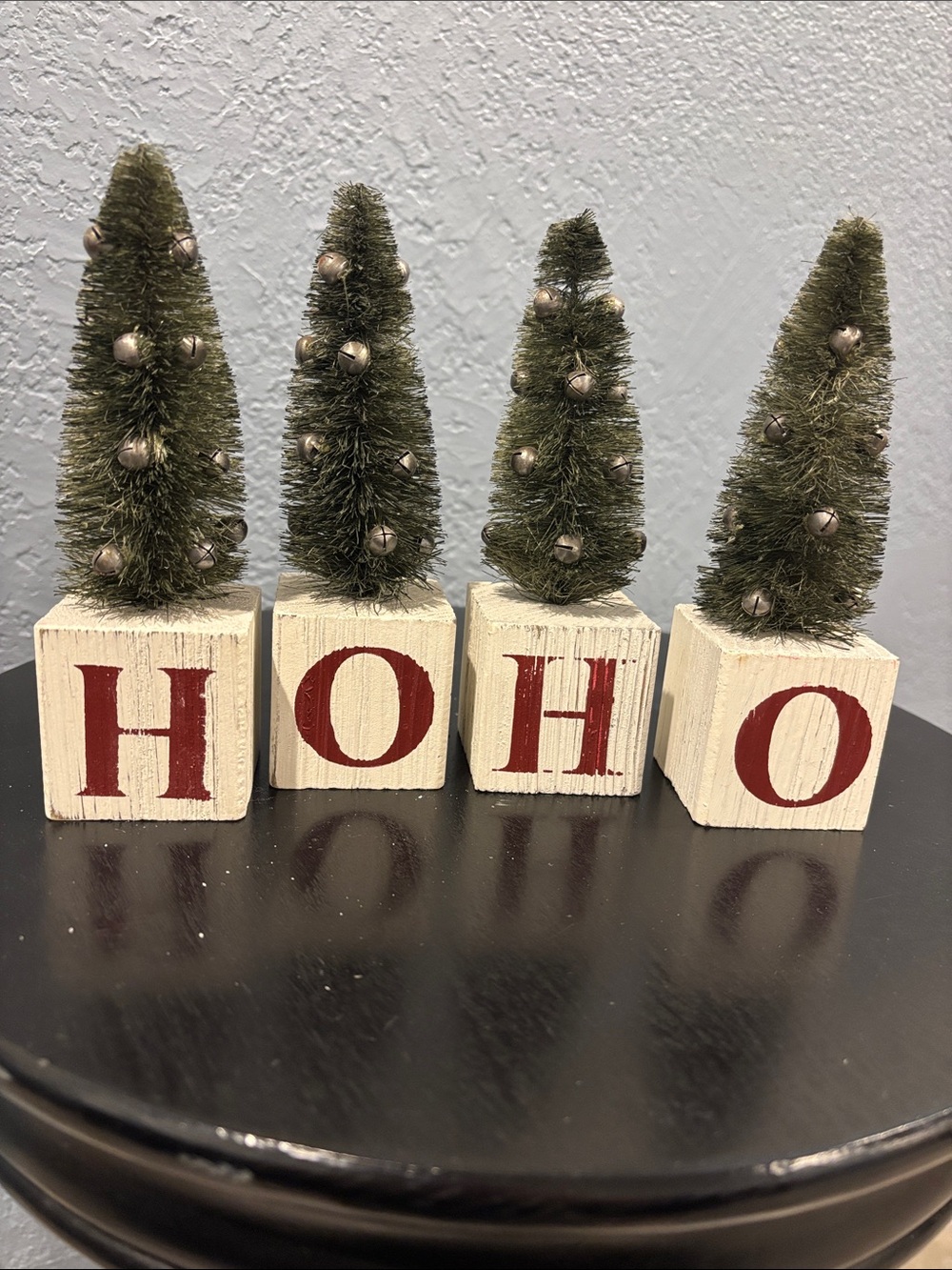 Holiday 'HO HO' Mini Tree Christmas Block Set - Green and Red